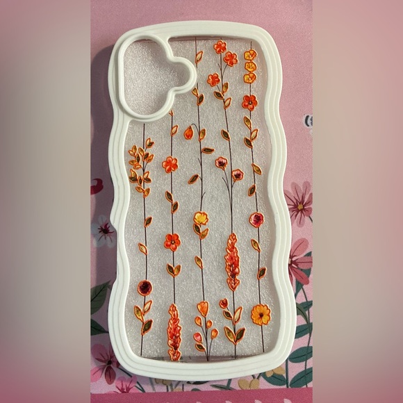 Other - Floral Patterned Phone Case with Orange and Pink Details- I Phone 16 Plus (NWT)